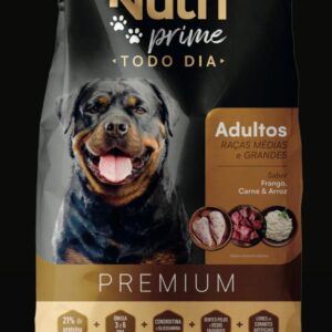 nutri prime todo dia premium carne frango e arroz 25kg
